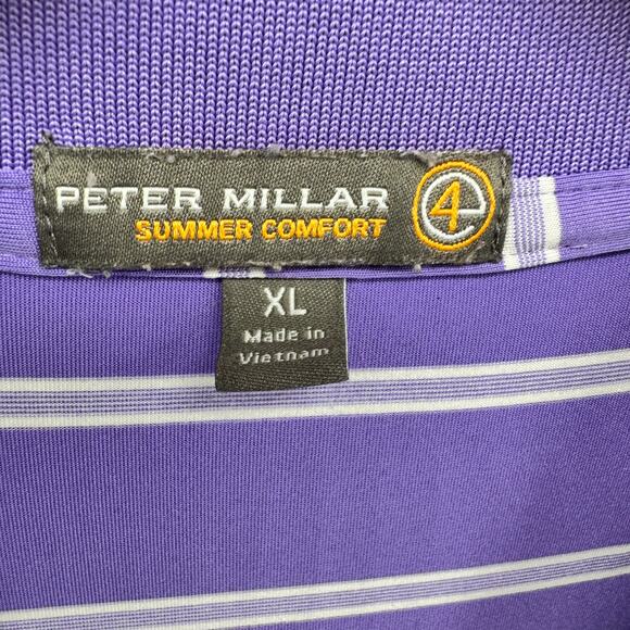 Peter Millar Polo Shirt Mens XL Purple Stripe Golf Activewear Summer Comfort - Picture 2 of 7